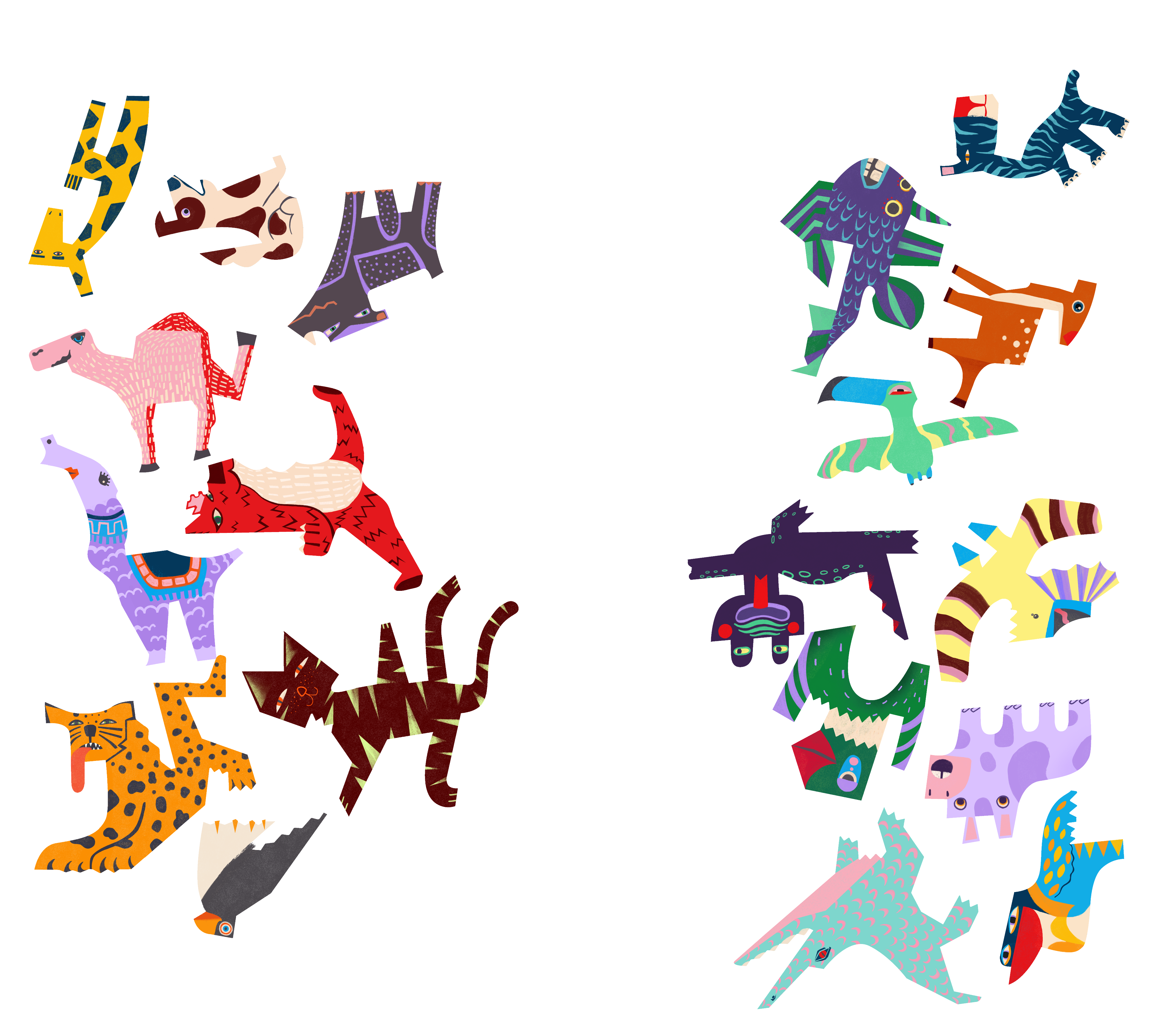 Pieces split into two piles